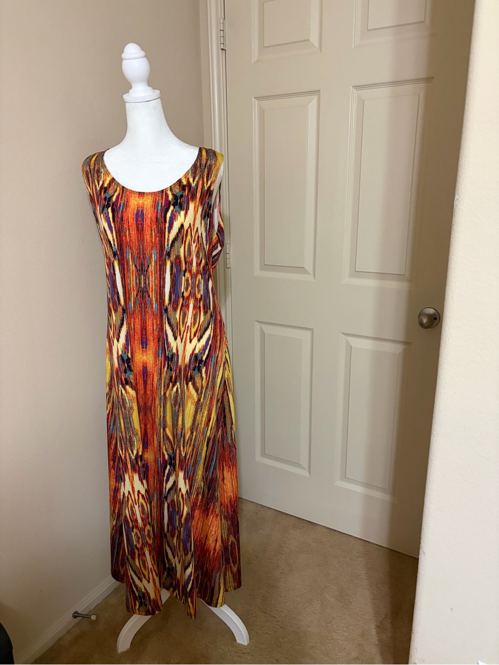 MSK Multicolor Sleeveless Maxi Dress in Orange, Yellow & Blue